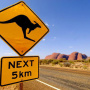 Дорожный знак с кенгуру